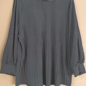 Adrianna Papell Blouse (Green w/ White Polka Dots) size XL